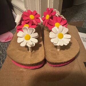 Kids Floral Sandals - Pink and White